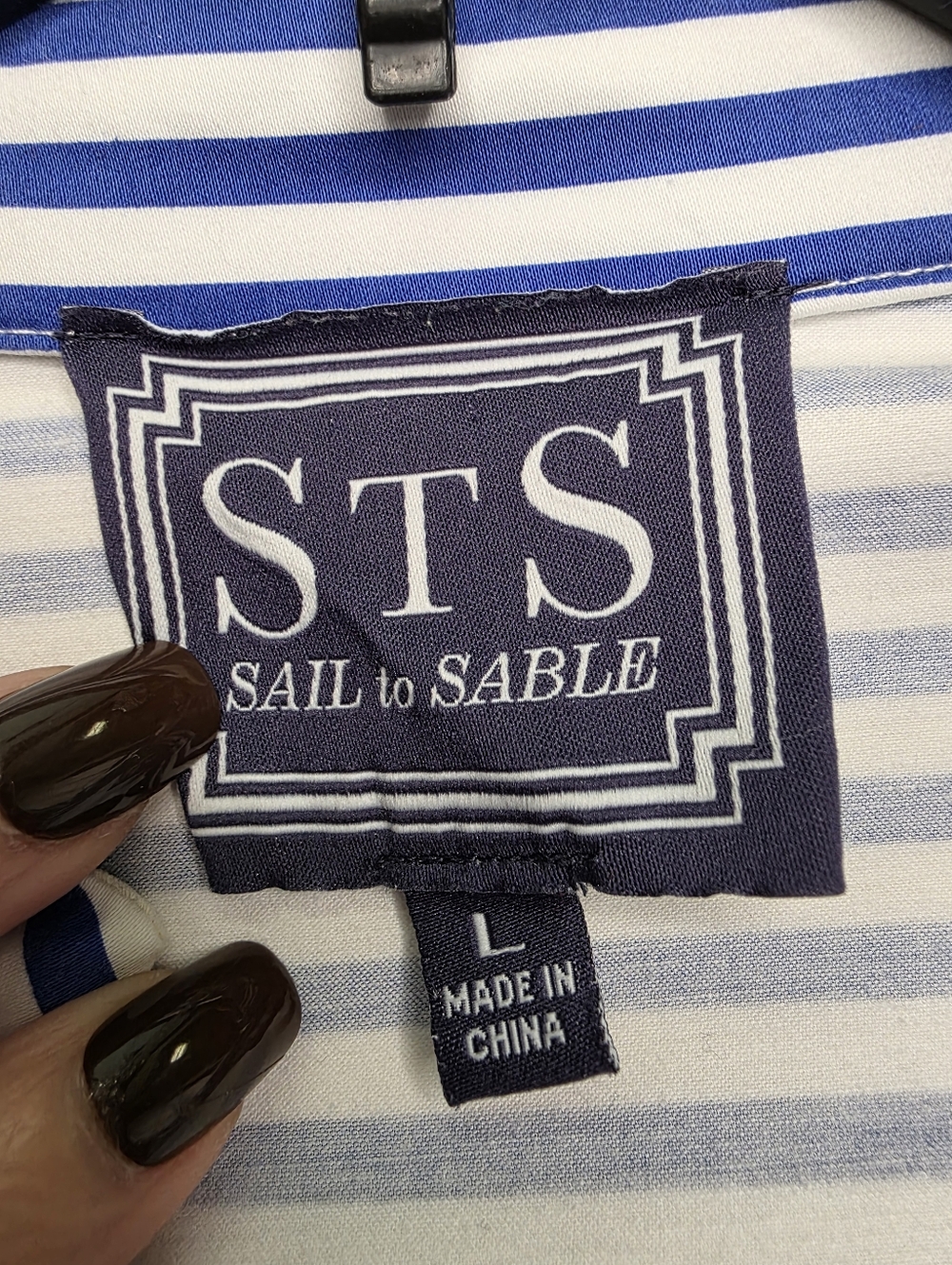Sail to Sable STS Blue White Striped Tunic Top Rope Trim Nautical Large - Picture 9 of 9